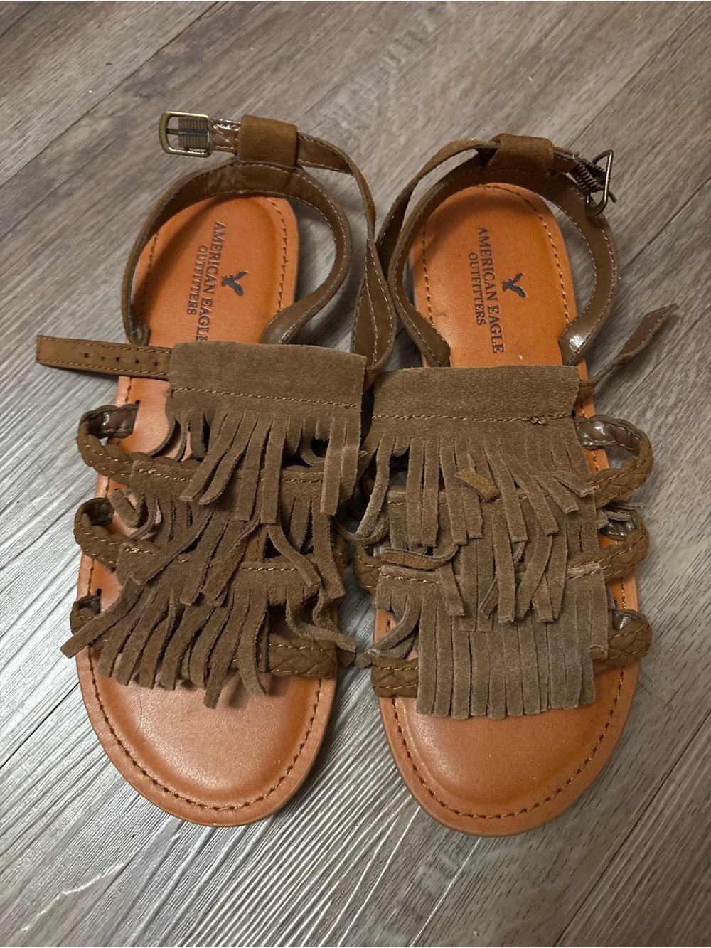 American Eagle Brown Fringe Sandals
